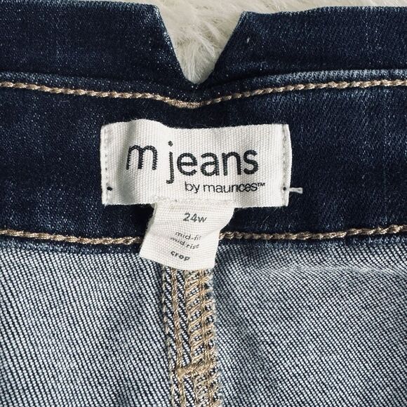 Maurices Mid Fit Mid Rise Crop Jeans Plus 24W (46x20) Dark Blue Button Fly Women - Picture 4 of 10